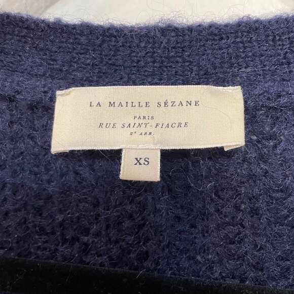 EUC Sezane Achille Mohair Wool Blend Oversized Cardigan Navy Blue XS - Picture 7 of 9